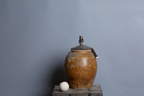 15th Century Honey Glazed Chinese Jar as Lamp