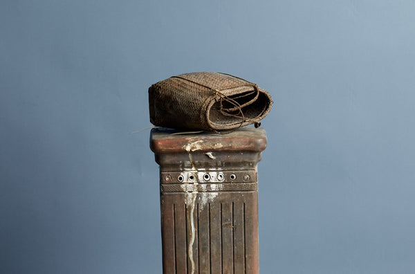 Small Early Lombok Gathering Basket with Teak Base