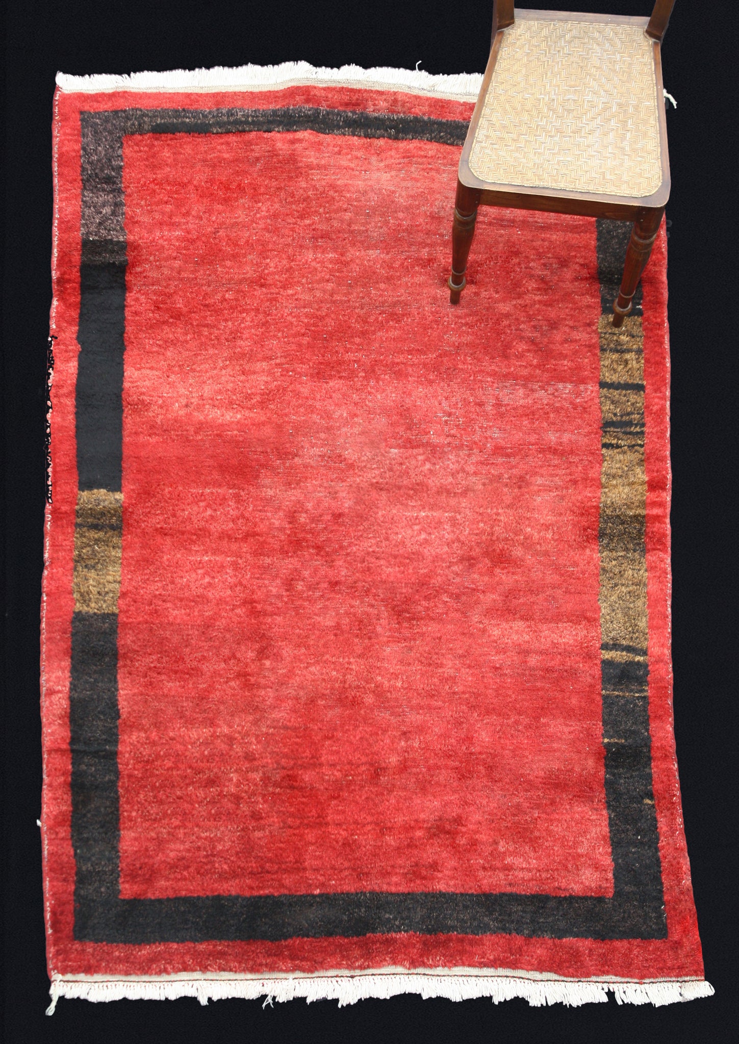 Konya Carpet With Red Center And Black Border (5' x 7' 2'')