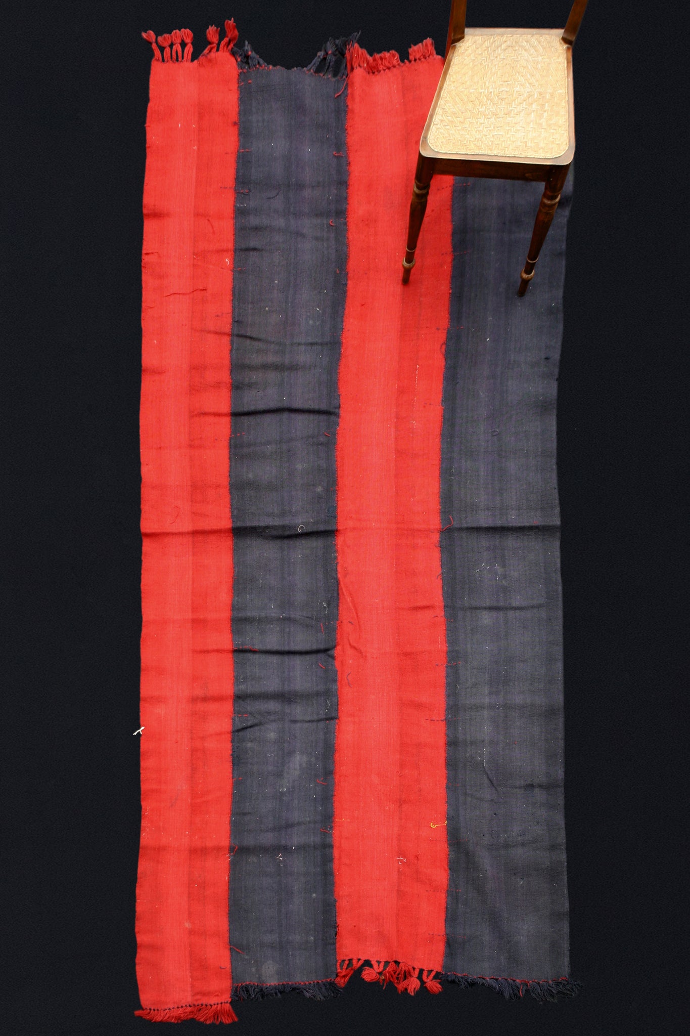 Kurdish Herkari Tent Divider With Red And Blue Stripes (4' 11" x 11' 8")