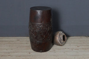Carved Ulin Wood Stand from Borneo with Complex Carved Band