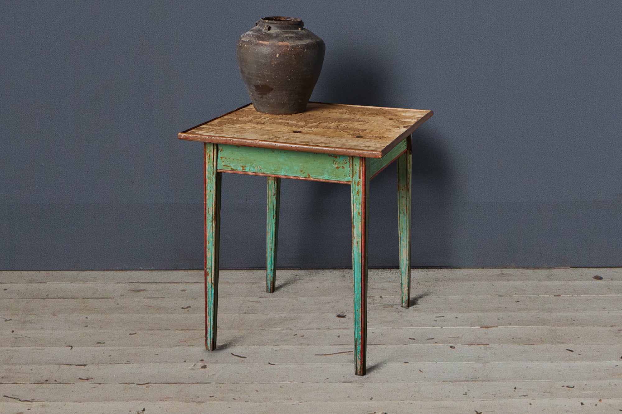 French Bistro Table with Green Painted Base