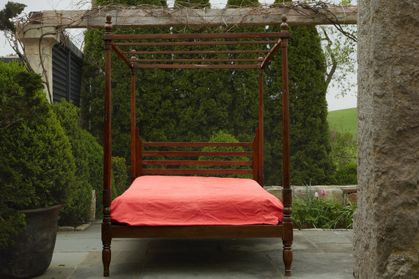 19th Century Dutch Colonial Teak Canopy Queen Sized Bed From Jakarta
