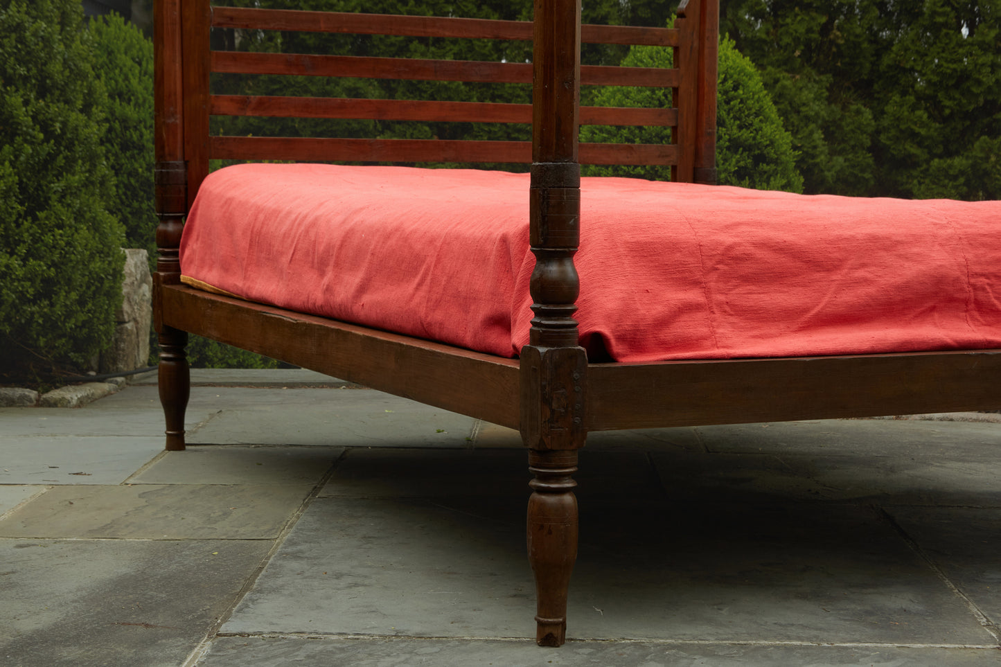 19th Century Dutch Colonial Teak Canopy Queen Sized Bed From Jakarta