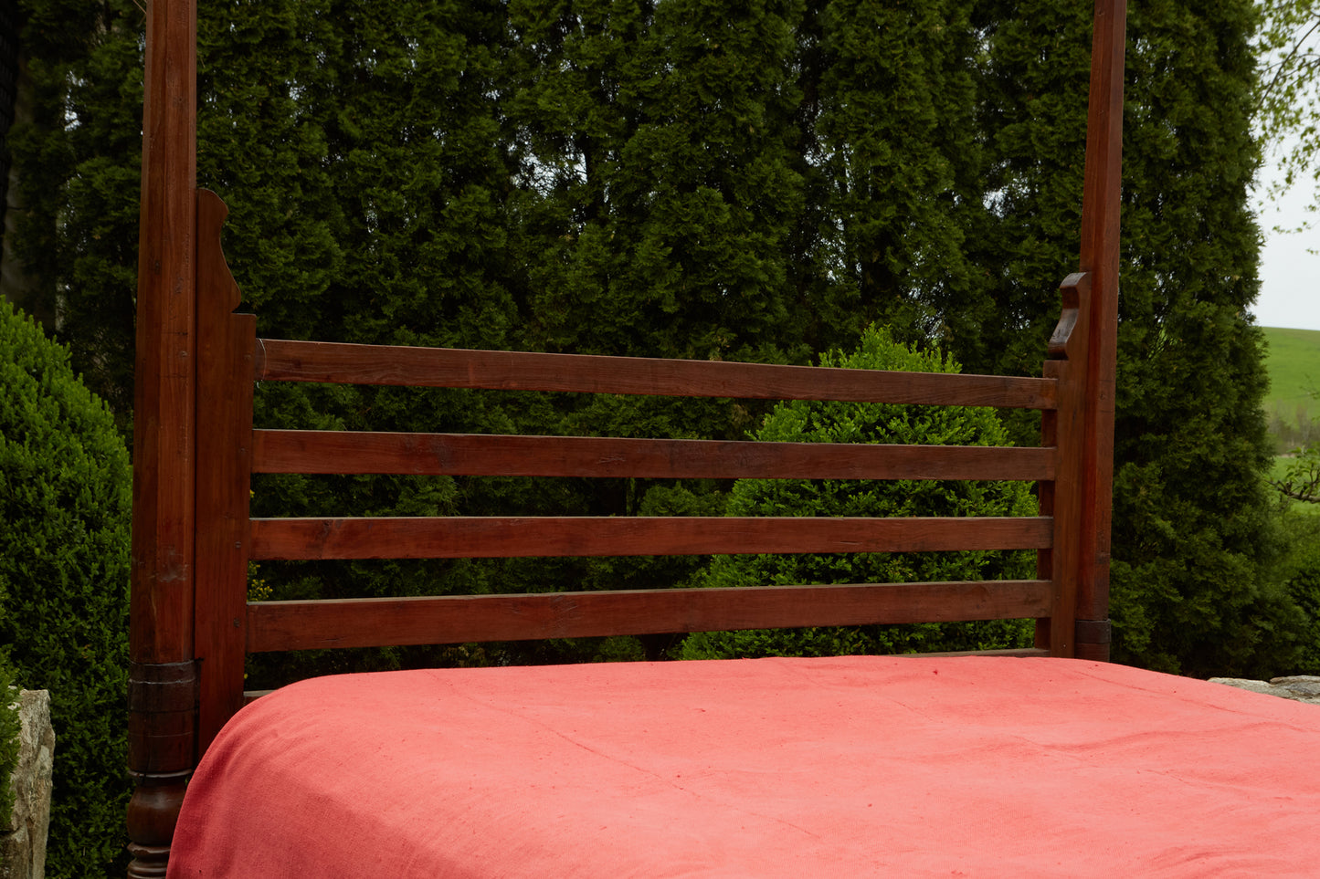 19th Century Dutch Colonial Teak Canopy Queen Sized Bed From Jakarta