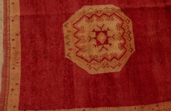 High Atlas Peach Berber Carpet with Burnt Orange Field & Central Medallion .... (4' x 4' 10.5'')