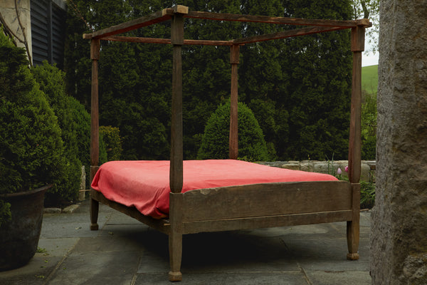 Simple Teak Dutch Colonial Canopy Bed from Java