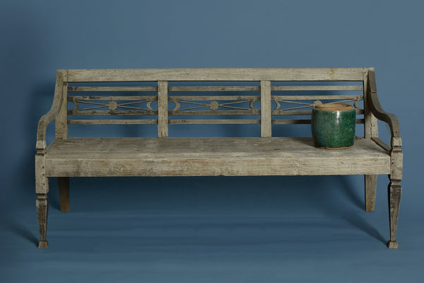 Deep Seated Dutch Colonial Bench from Jakarta