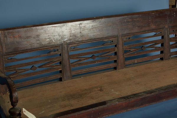 Early Classic Style Dutch Colonial Teak Bench from Jakarta