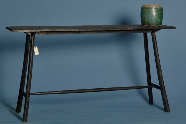 Ebonized Ulin Wood Splayed Legged Console Table