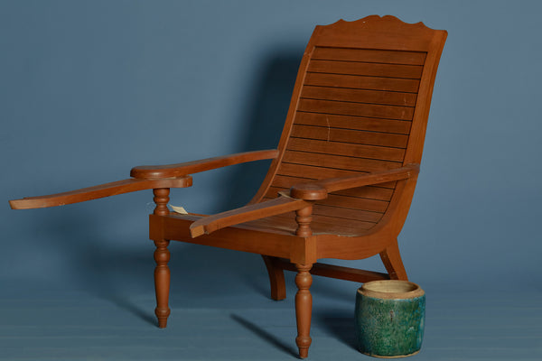 Teak Slat Seat Dutch Colonial Plantation Chair