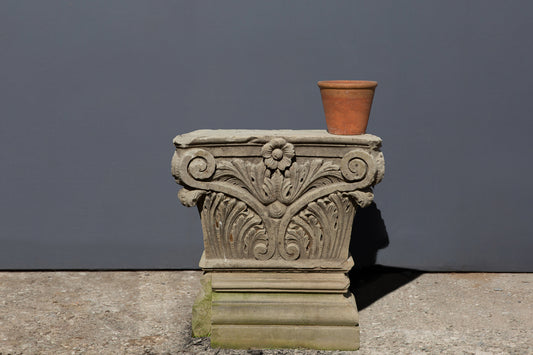 19th C. Carved Limestone Pilaster Capital
