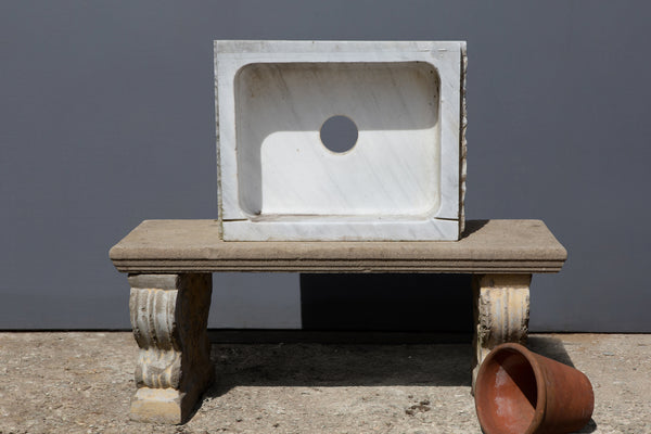 Early White Marble Greek Sink Carved from a Single Block
