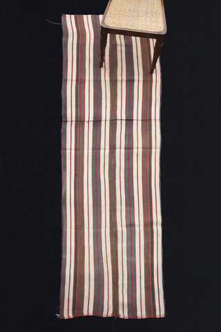 Brown And Cream Acik Heybe With Grey Stripes And Thin Red Stripes (2' 6'' x 9' 2'')