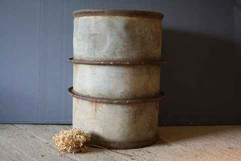 Tall French Iron Banded Galvanized Pot