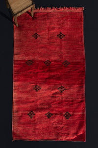 Naturally Dyed Medium Size Red Chichaoua Carpet with Checkered Diamond Pattern ...... (5' x 8' 10'')
