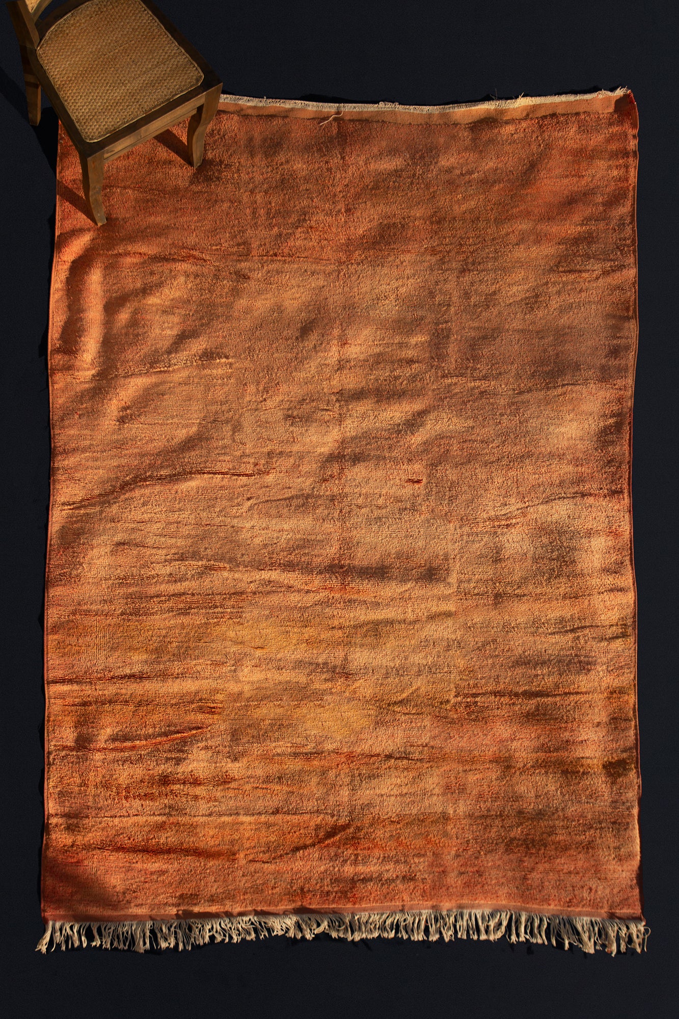 Naturally Dyed Large High Atlas Pile Carpet in Soft Peach Colour (6' 2'' x 9' 4'')