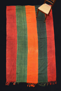 5 Band Sevas Perde In Red, Orange, Green And Black (6' 2" x 9' 2")