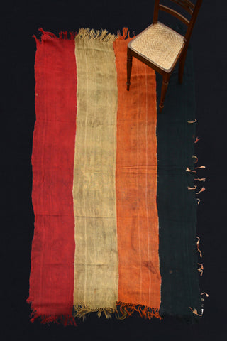 4 Band Sevas Perde In Red, Olive, Orange And Black (5' 7" x 10' 8")