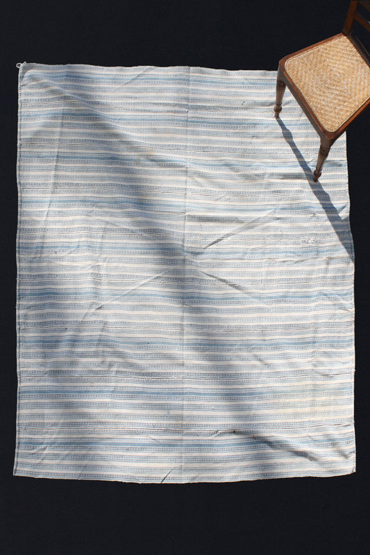 Indigo & White Striped Iranian Cotton and Hemp Carpet (5' 7" x 6' 8")
