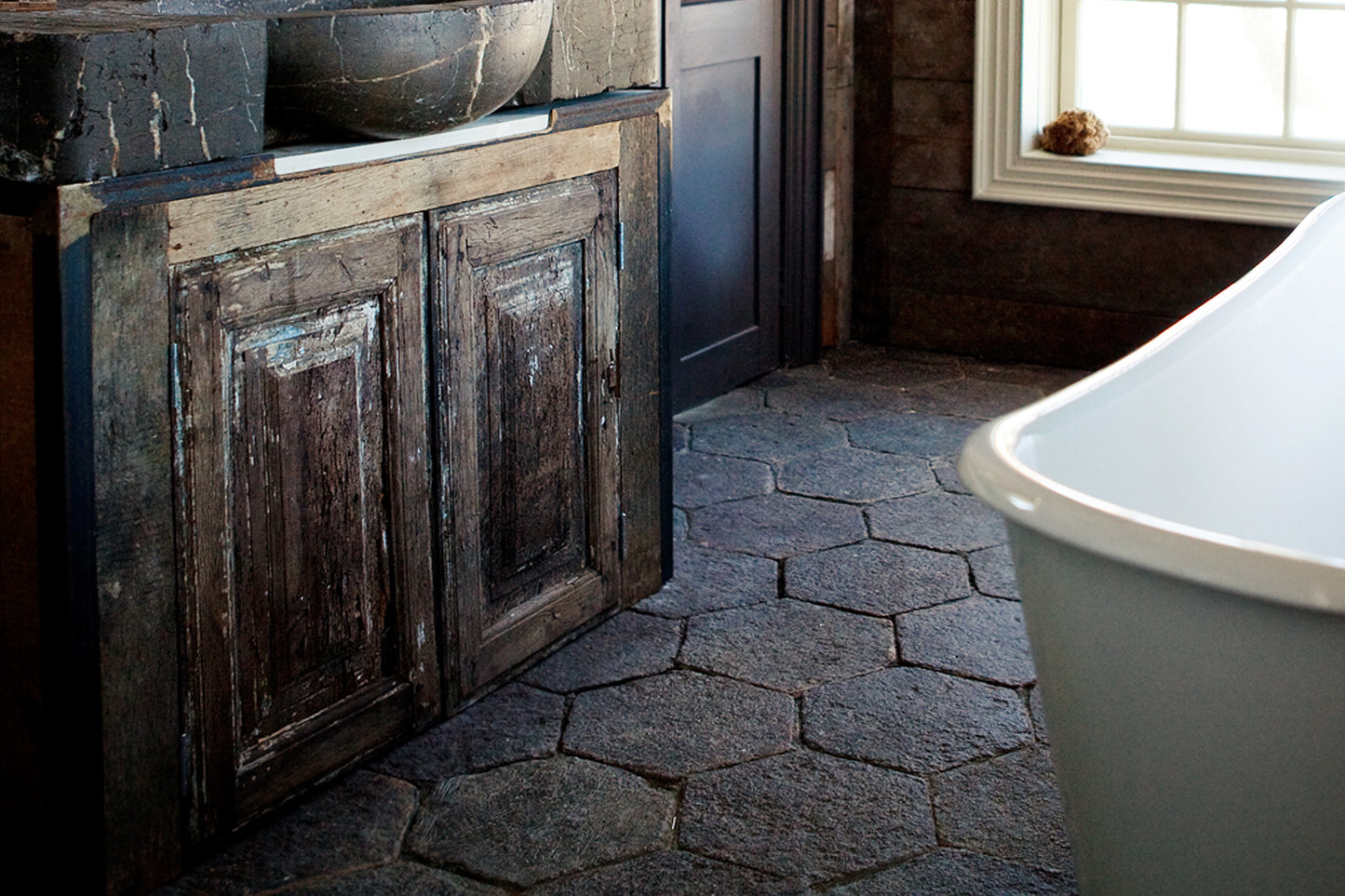 Hex Granite Chinese Tile 17th Century