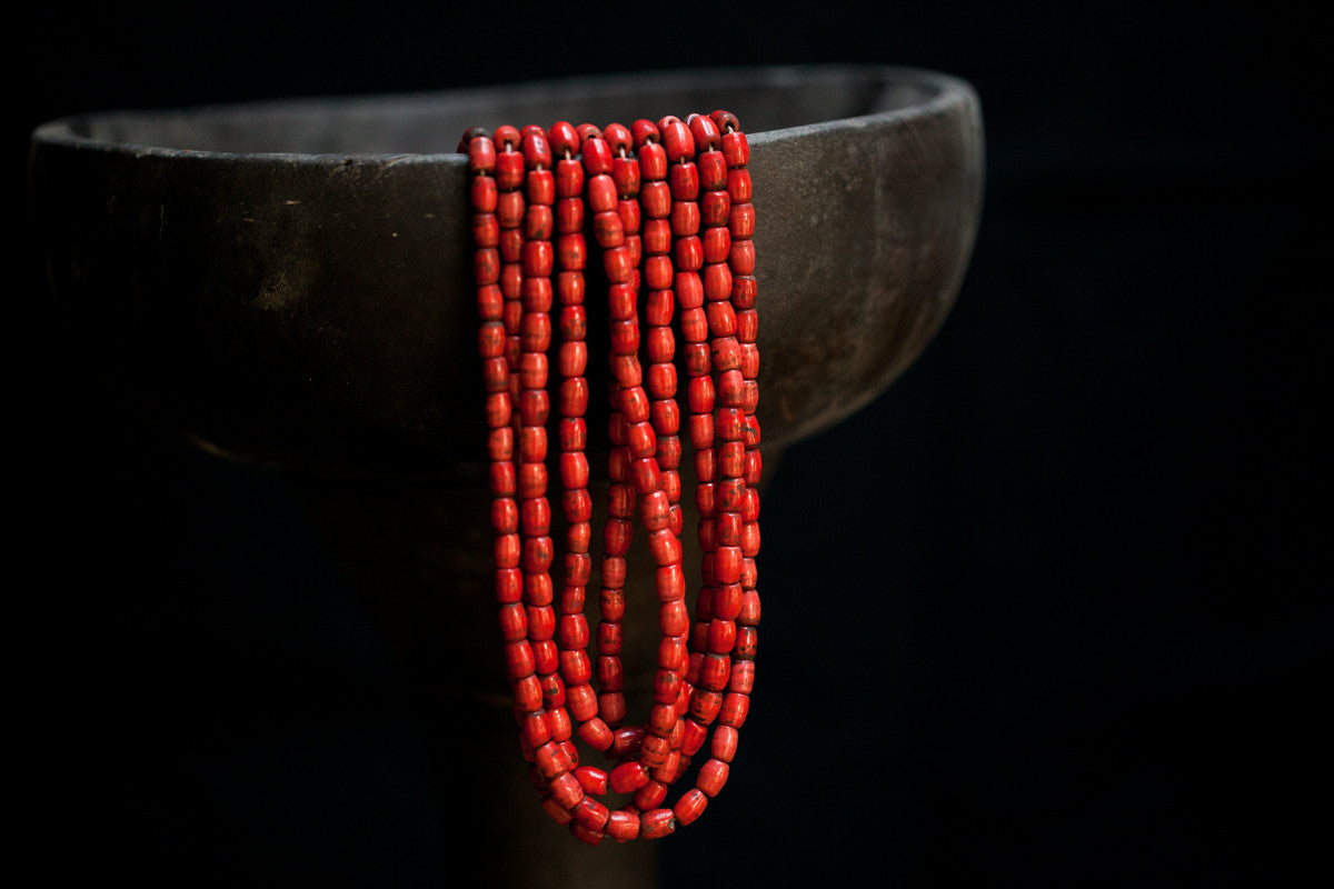 Red Bead Necklaces from Borneo