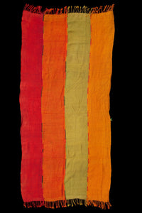 Four Band Large Sevas Perde with Orange, Red, Green and Marigold Stripes (5' 2" x 11' 8")