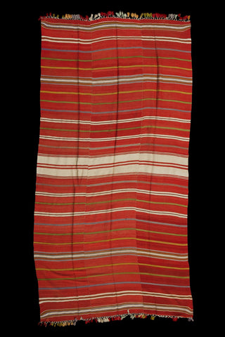 Anatolian Red Ground Multi Coloured Stripe Carpet (5' 10" x 9' 6")