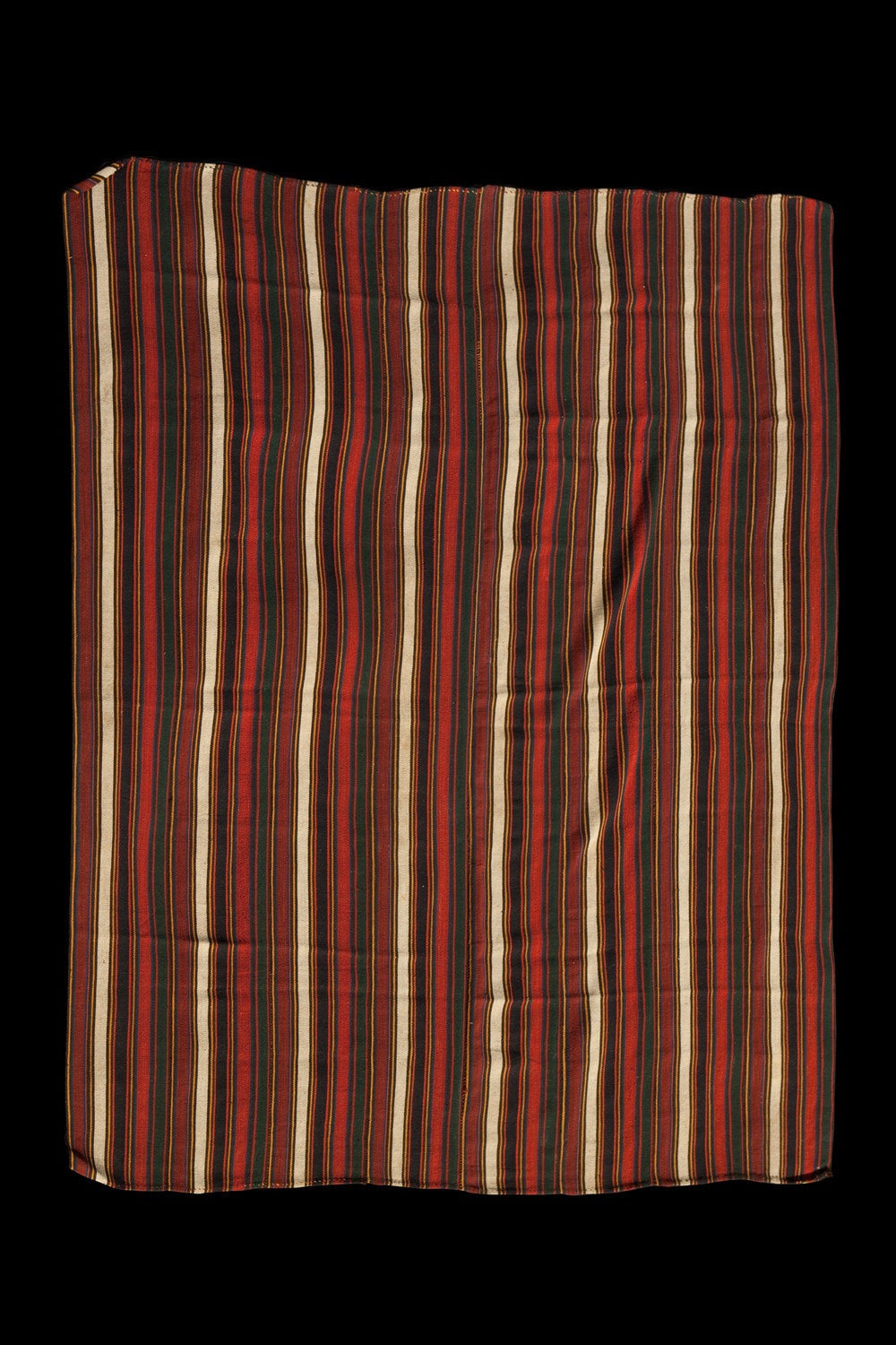 Flat Woven Kilim with Red & Green Stripes and Natural Brown Bands ....................... (7' 4" x 8' 7")