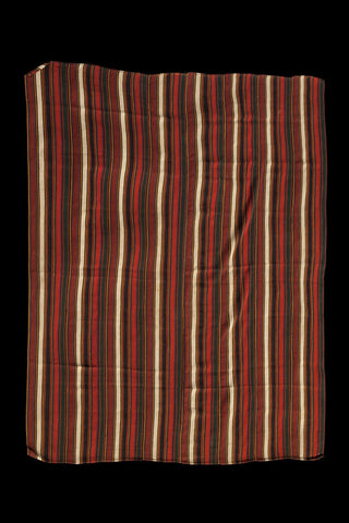 Flat Woven Kilim with Red & Green Stripes and Natural Brown Bands ....................... (7' 4" x 8' 7")
