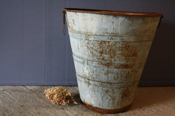 Tall Tin and Iron Greek Grape Harvesting Container